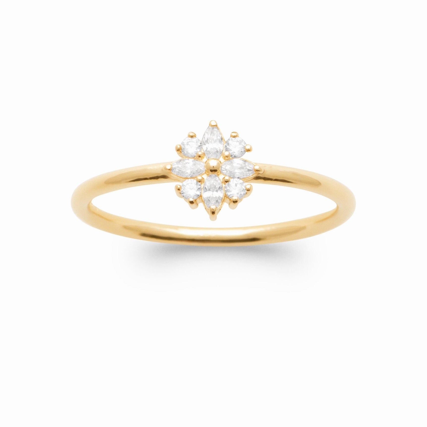 Bague fleur en plaqué or 
