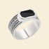 Bague homme argent - pierre naturelle agate noire 