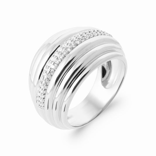 Bague large argent rhodié 