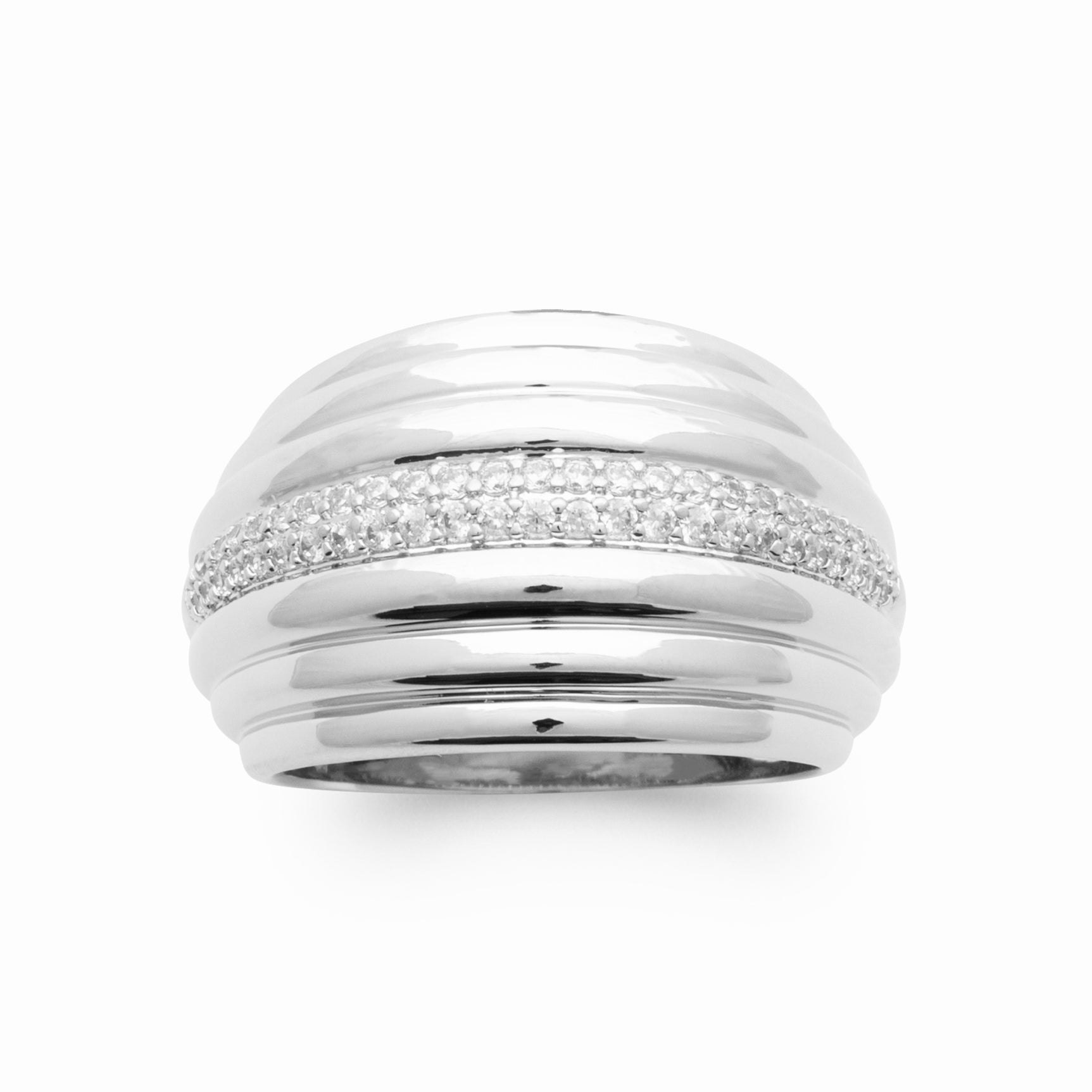 Bague large argent rhodié 