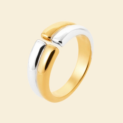 Bague plaqué or/argent duo - contraste audacieux 