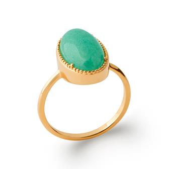 Bague plaqué or &amp; aventurine 
