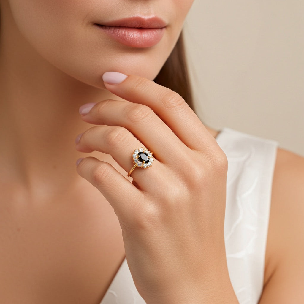 Bague plaqué or Diana - pierre facettée