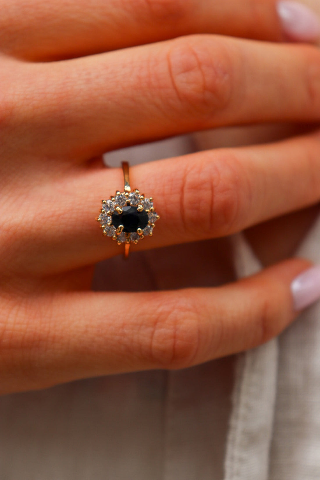 Bague plaqué or Diana - pierre facettée 