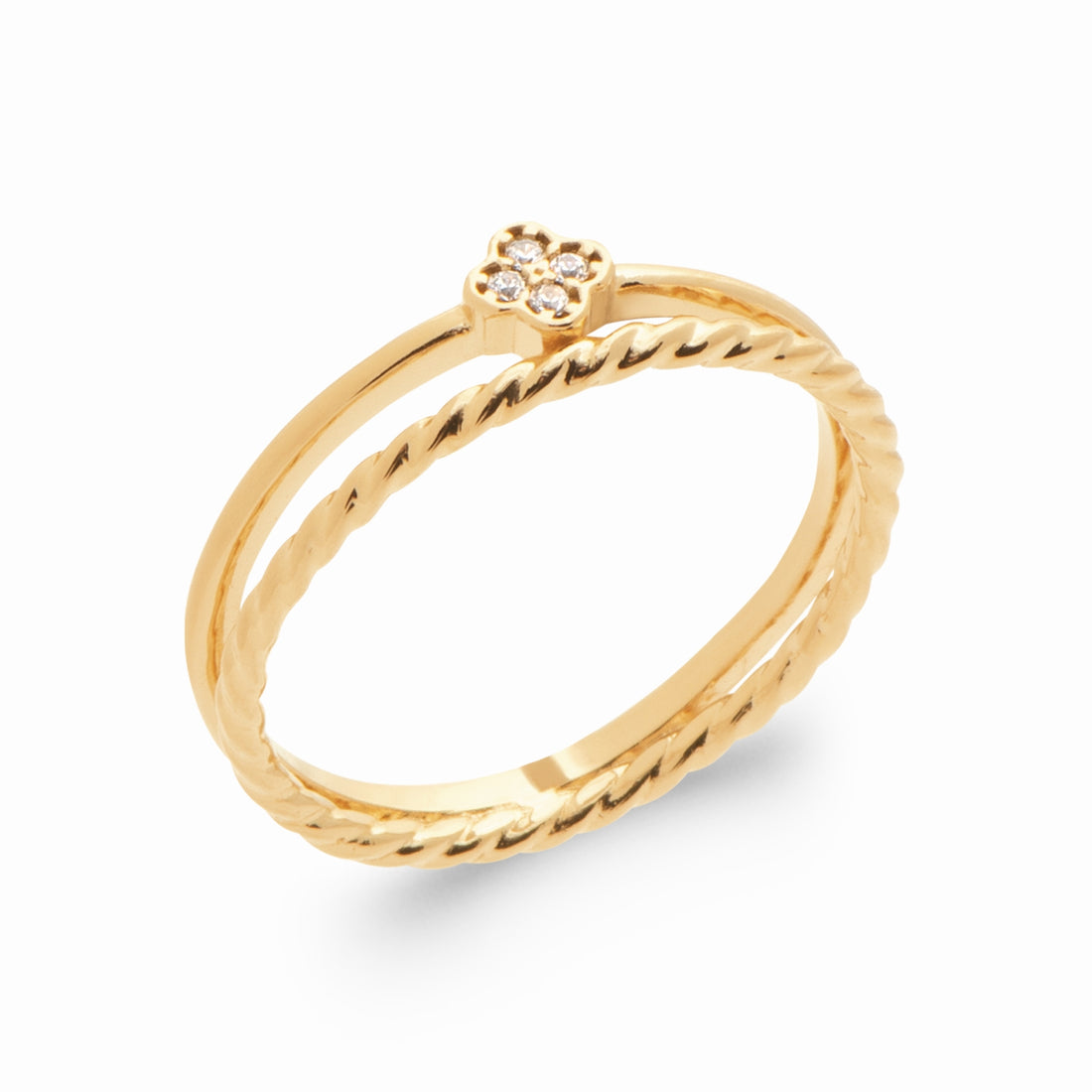 Bague plaqué or effet duo – élégance minimaliste 