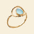 Bague plaqué or goutte - pierre naturelle agate bleue 