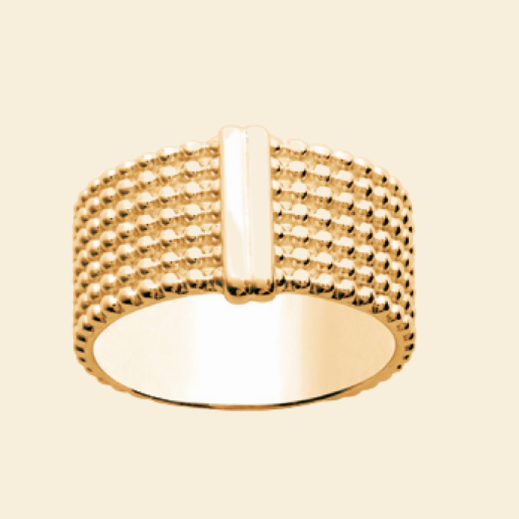 Bague plaqué or - maille milanaise 