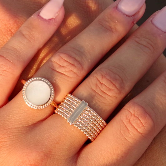 Bague plaqué or - maille milanaise 