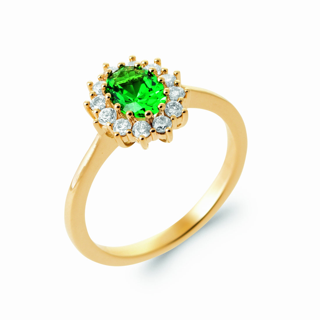 Bague plaqué or Marguerite - vert éclat