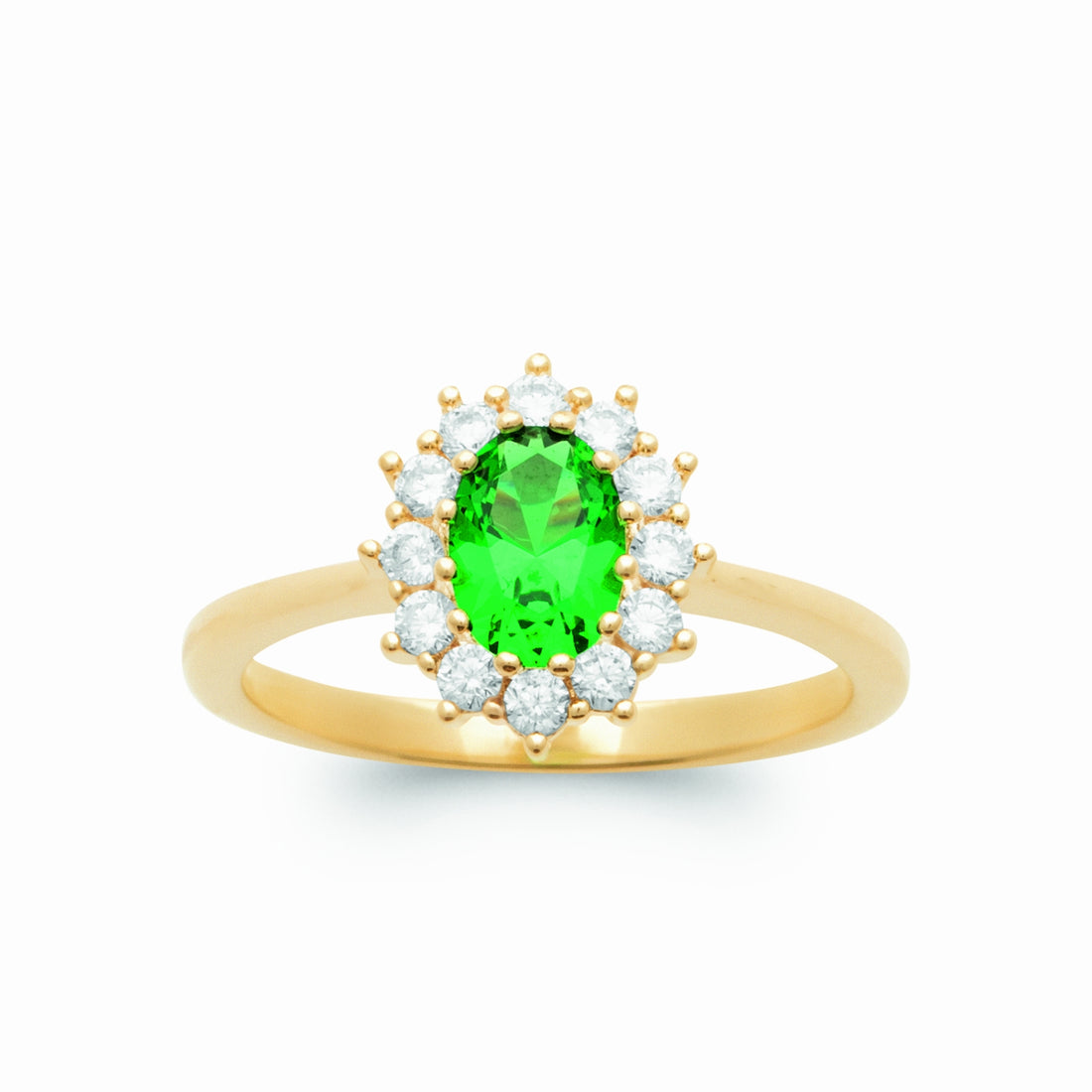 Bague plaqué or Marguerite - vert éclat 