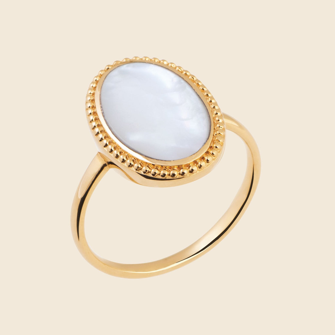 Bague plaqué or ovale - nacre 