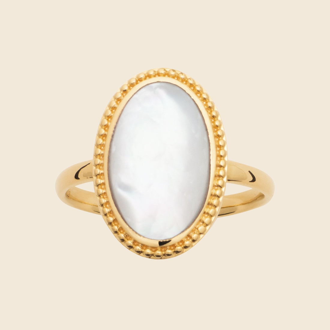 Bague plaqué or ovale - nacre 
