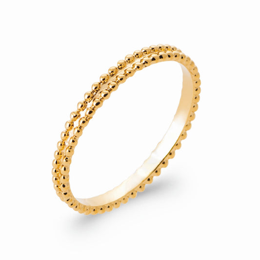 Bague plaqué or perlée 