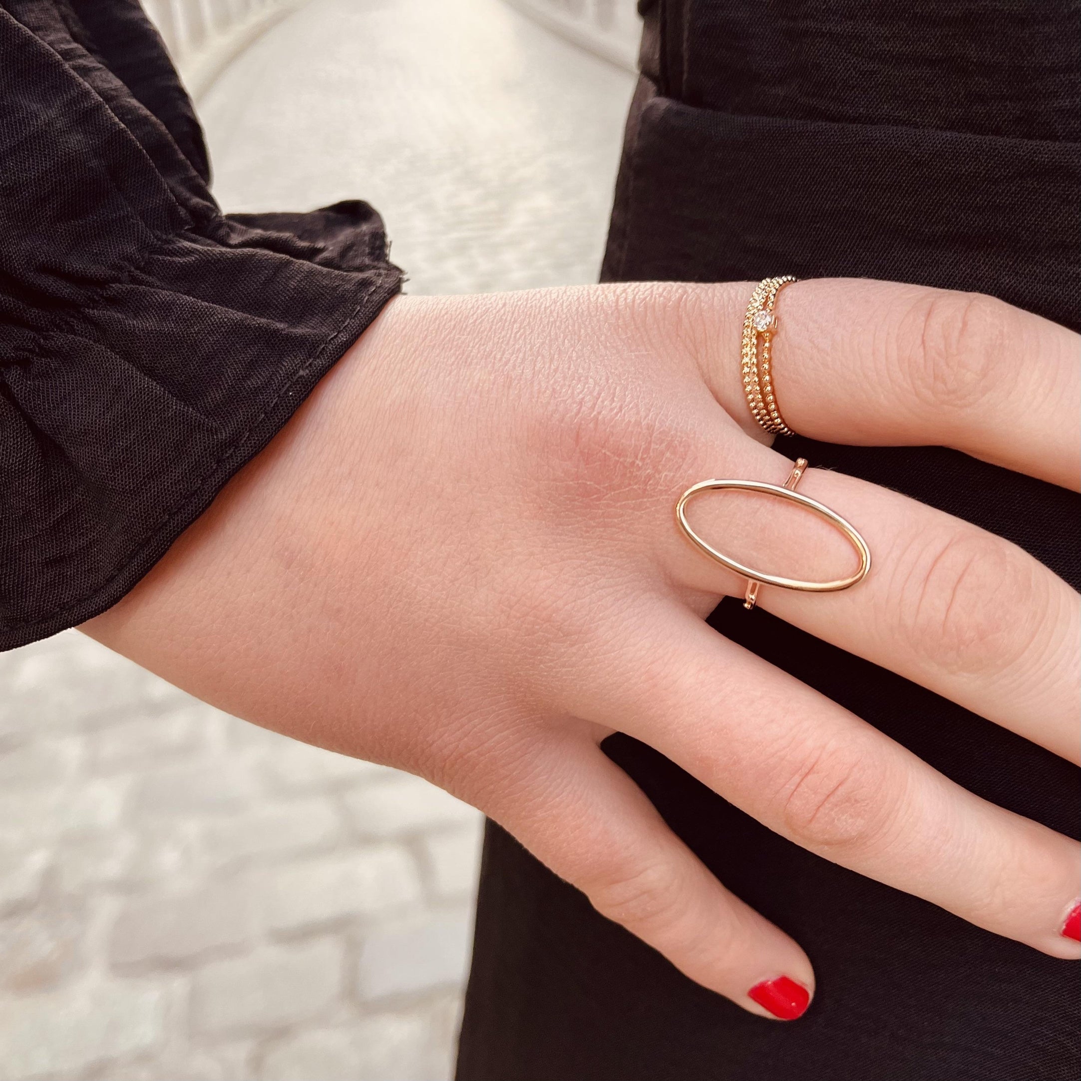 Bague plaqué or - perlée 