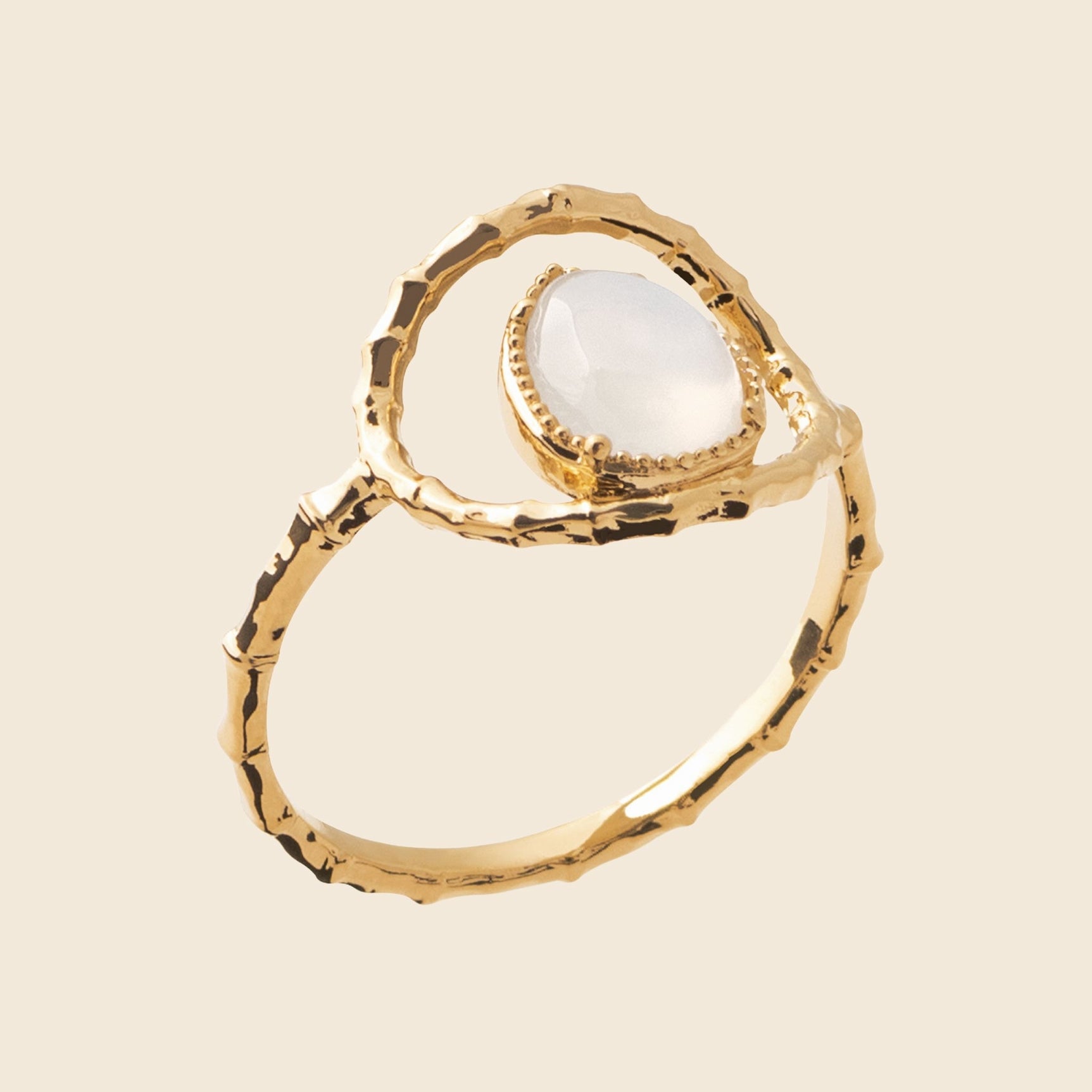 Bague plaqué or pierre de lune 