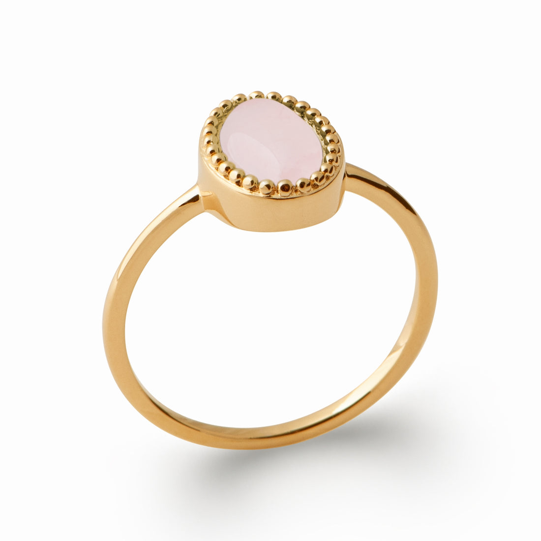 Bague plaqué or &amp; quartz rose 