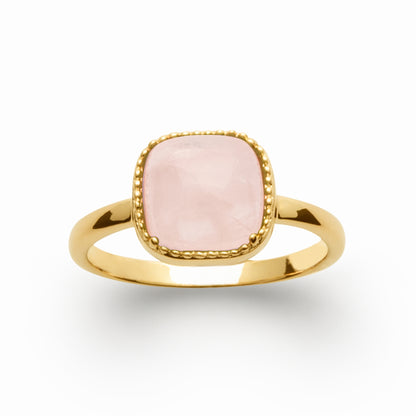 Bague plaqué or quartz rose 