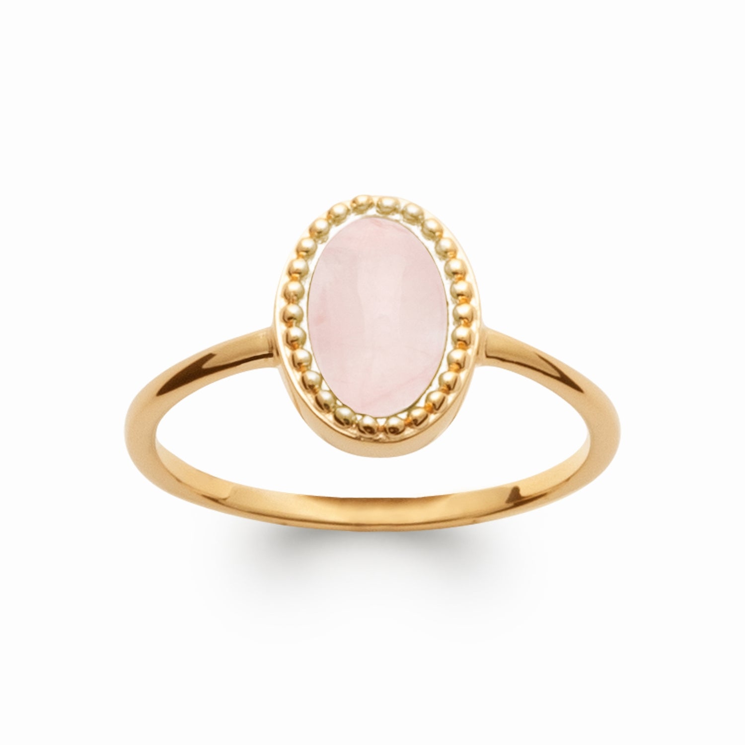 Bague plaqué or &amp; quartz rose 
