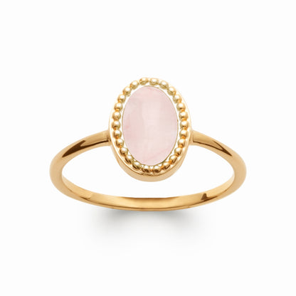 Bague plaqué or &amp; quartz rose 