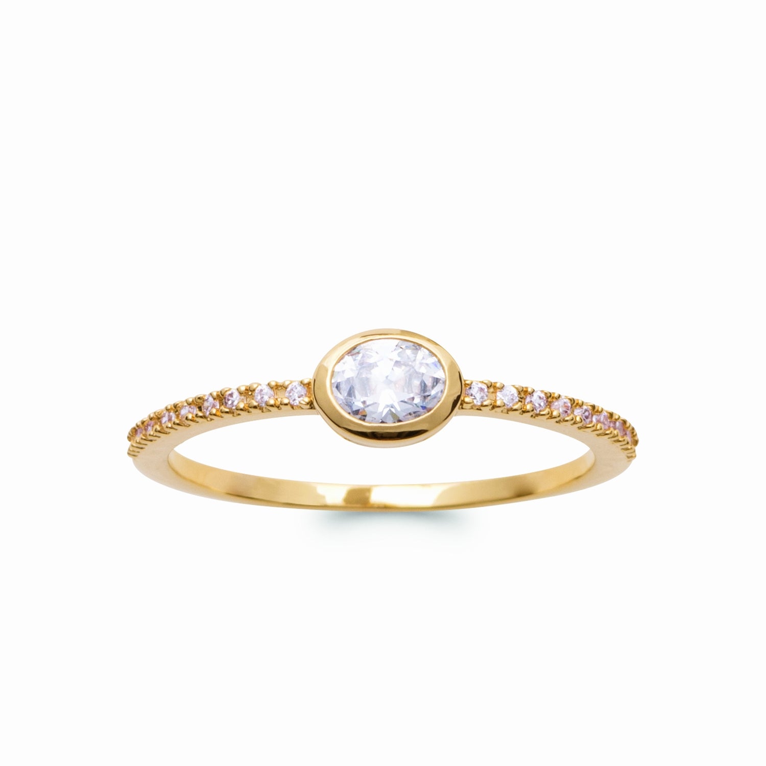 Bague plaqué or zirconium 