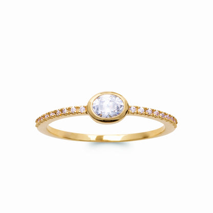 Bague plaqué or zirconium 