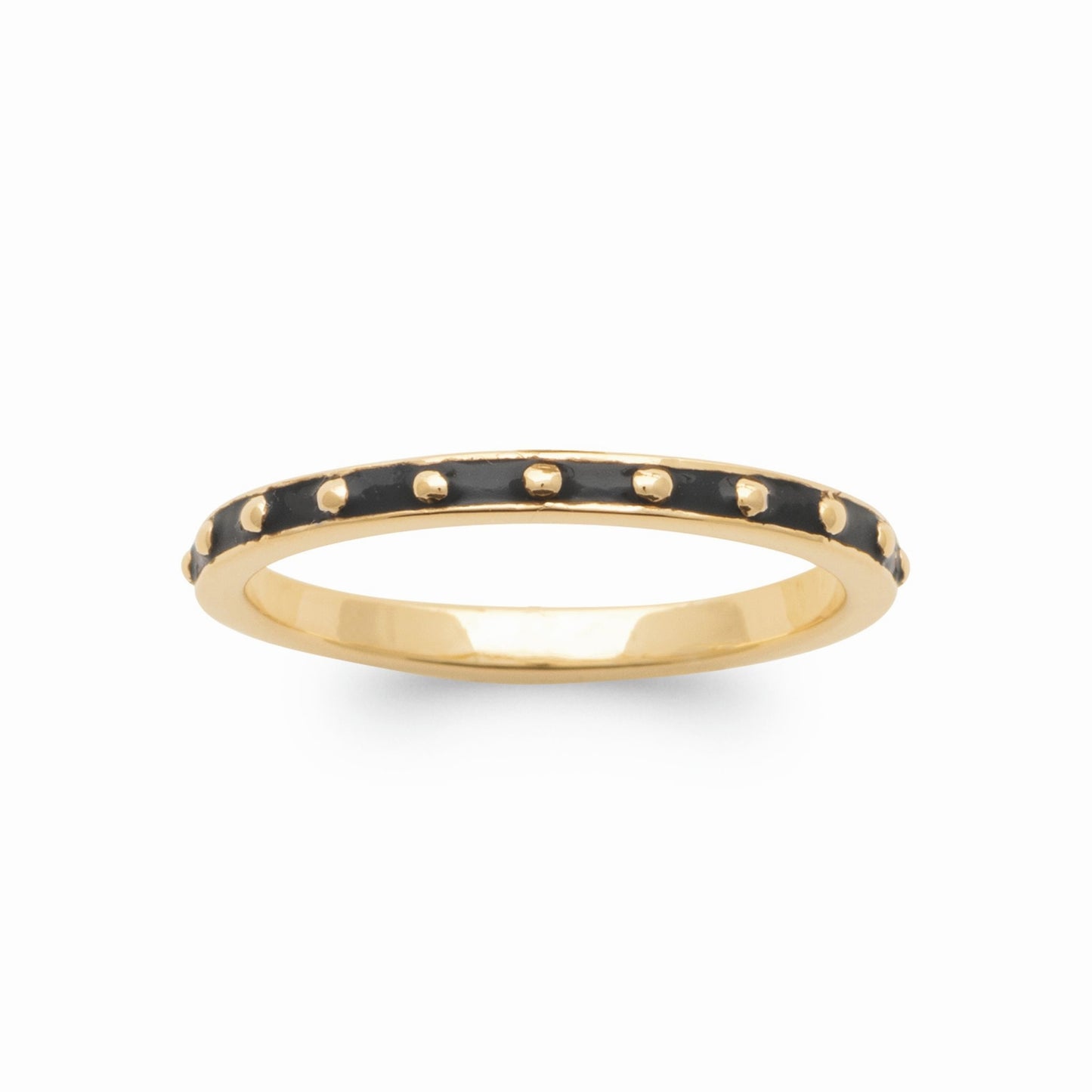 Bague plaqué or	 & émail noir 
