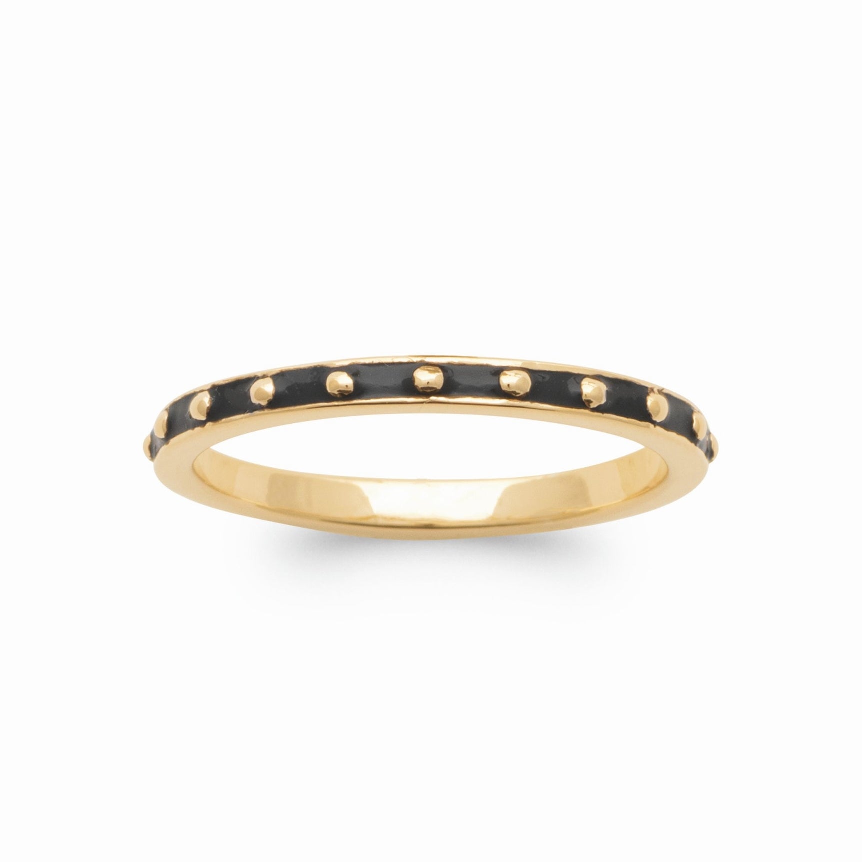 Bague plaqué or	 & émail noir 