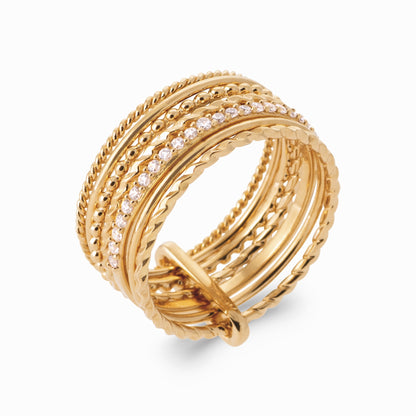 Bague semainier plaqué or &amp; brillants 