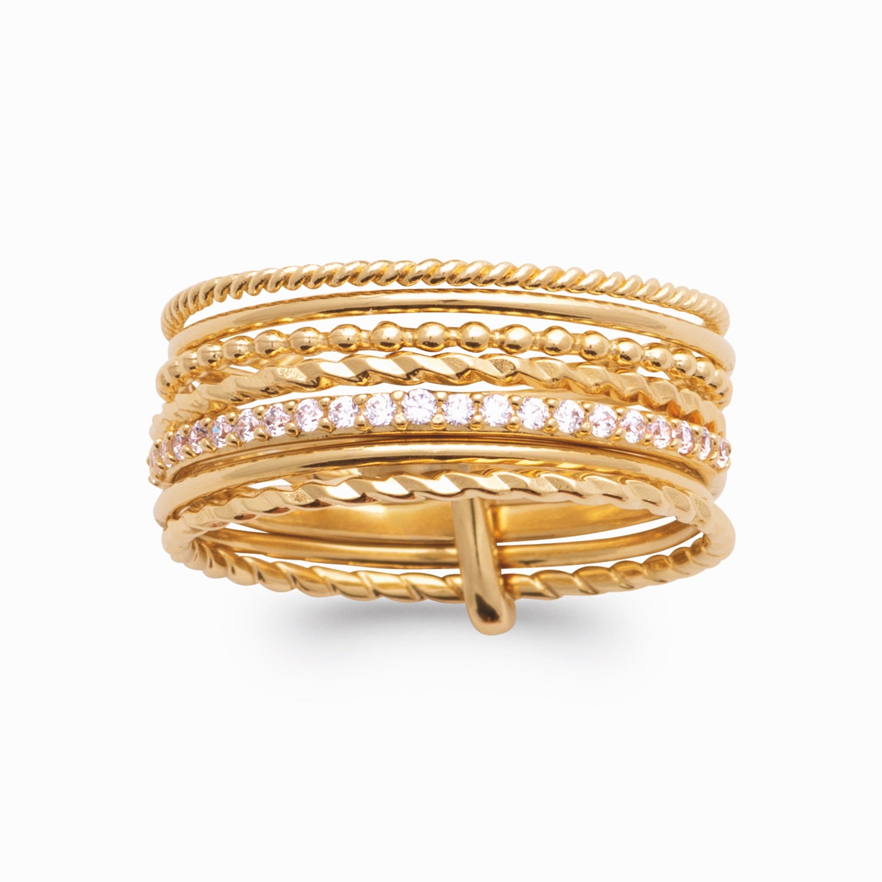 Bague semainier plaqué or & brillants 