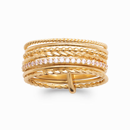 Bague semainier plaqué or & brillants 