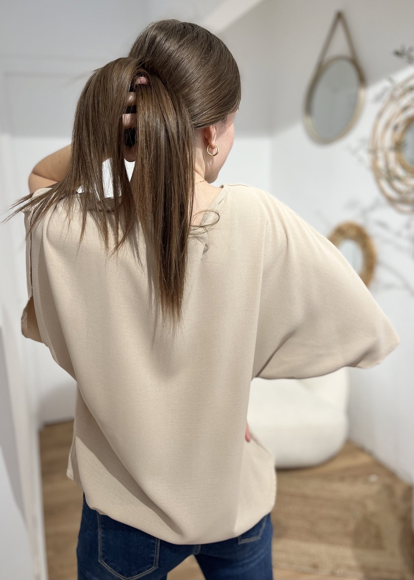 Blouse chloé Boutonnee mche courte BEIGE