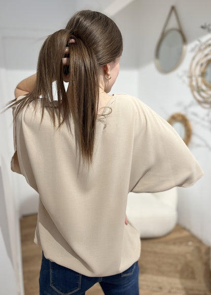 Blouse chloé Boutonnee mche courte BEIGE
