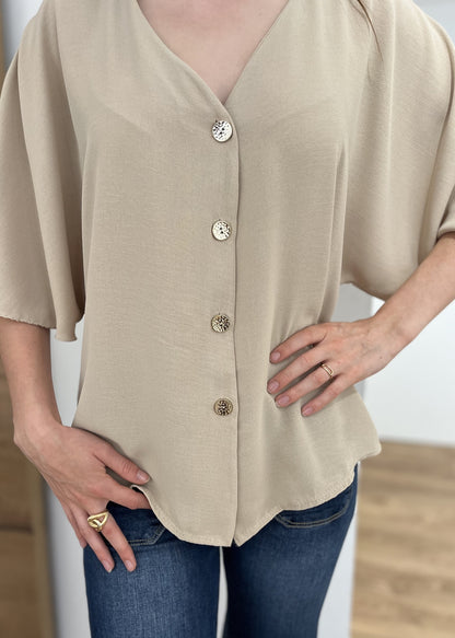 Blouse chloé Boutonnee mche courte BEIGE