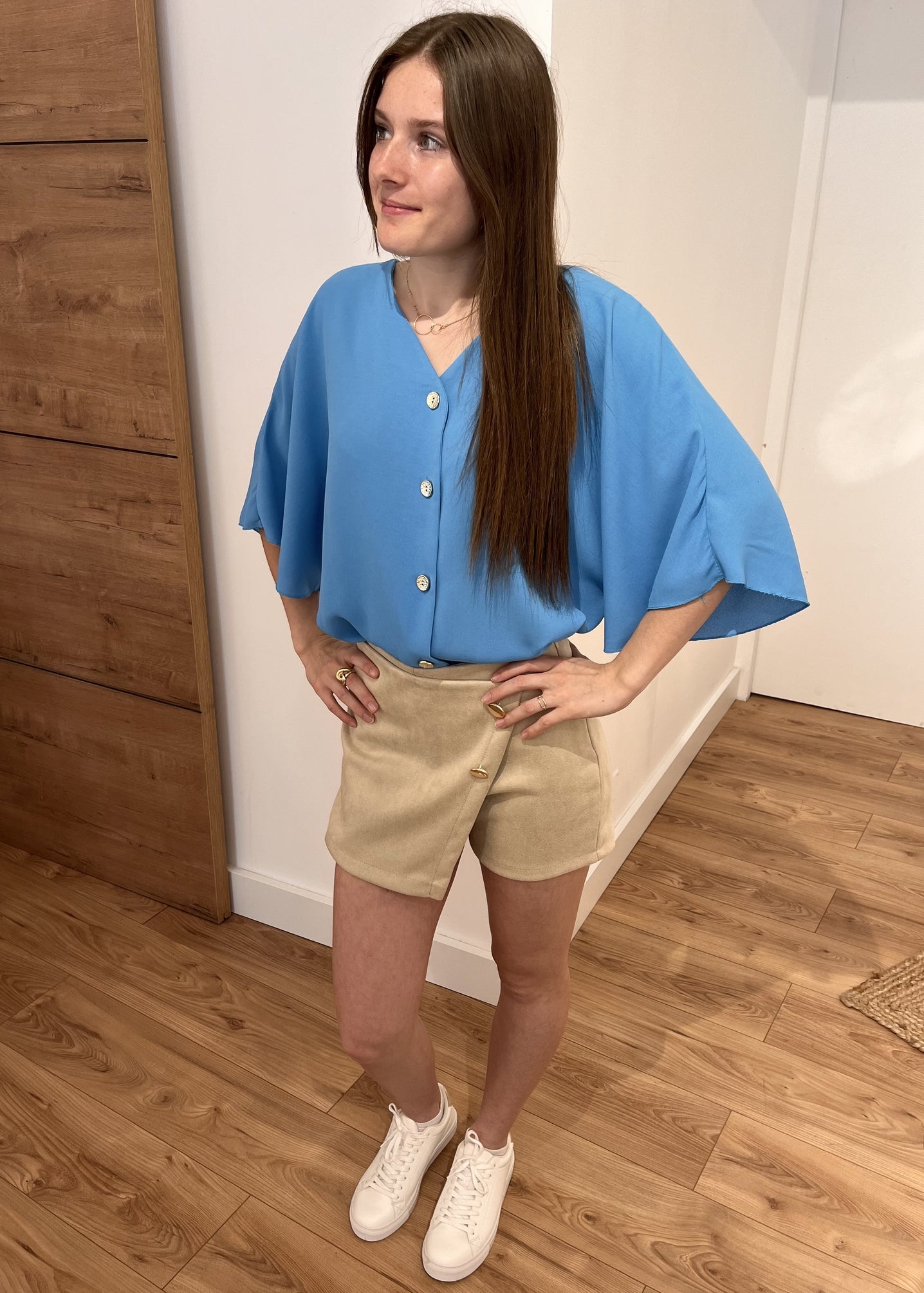 Blouse chloé Boutonnee mche courte BLEU DE FRANCE
