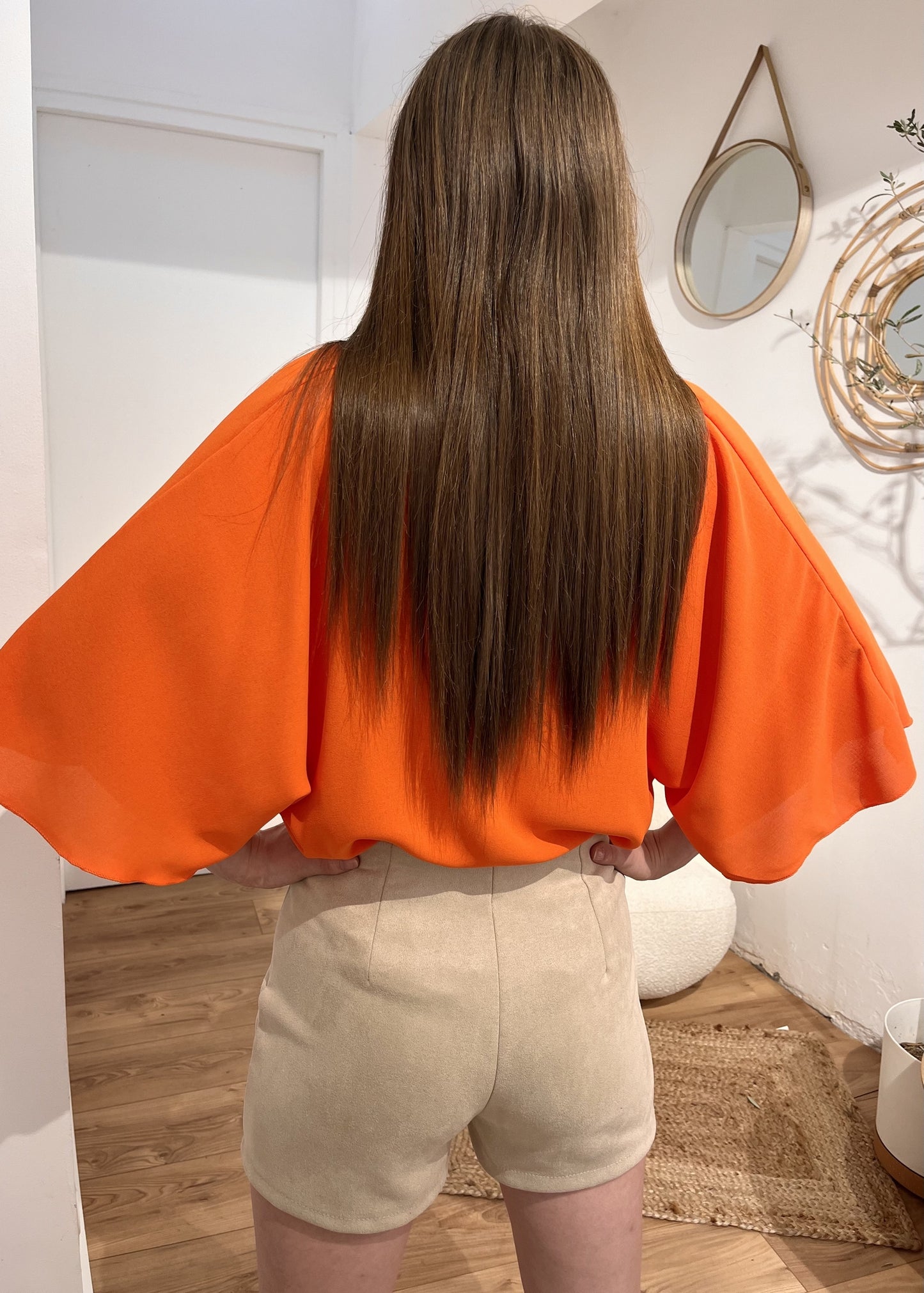 Blouse chloé Boutonnee mche courte ORANGE