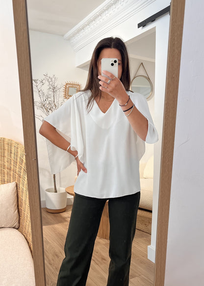 Blouse manches courtes tina BLANC