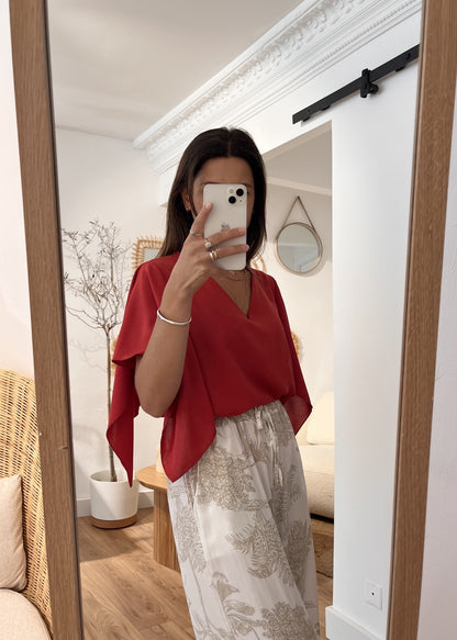 Blouse manches courtes tina FRAMBOISE ECRASE