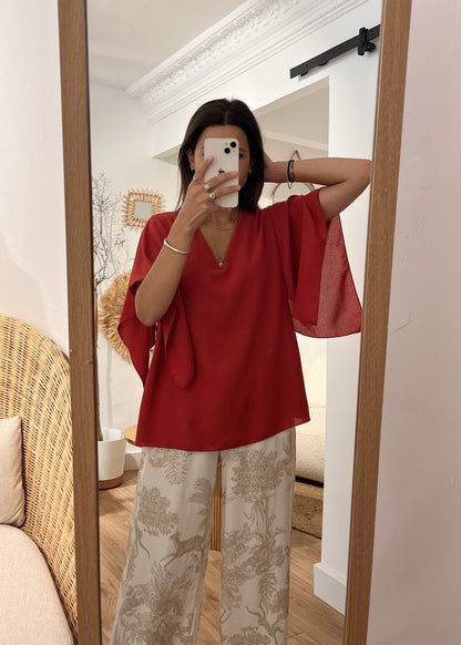 Blouse manches courtes tina FRAMBOISE ECRASE