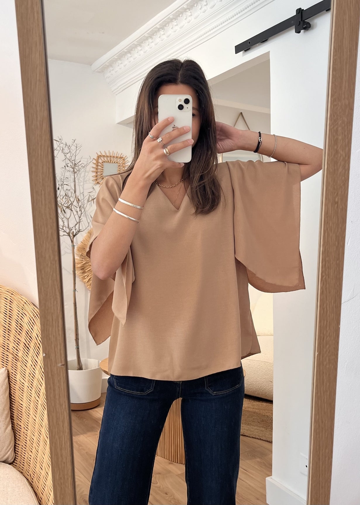 Blouse manches courtes tina TAUPE