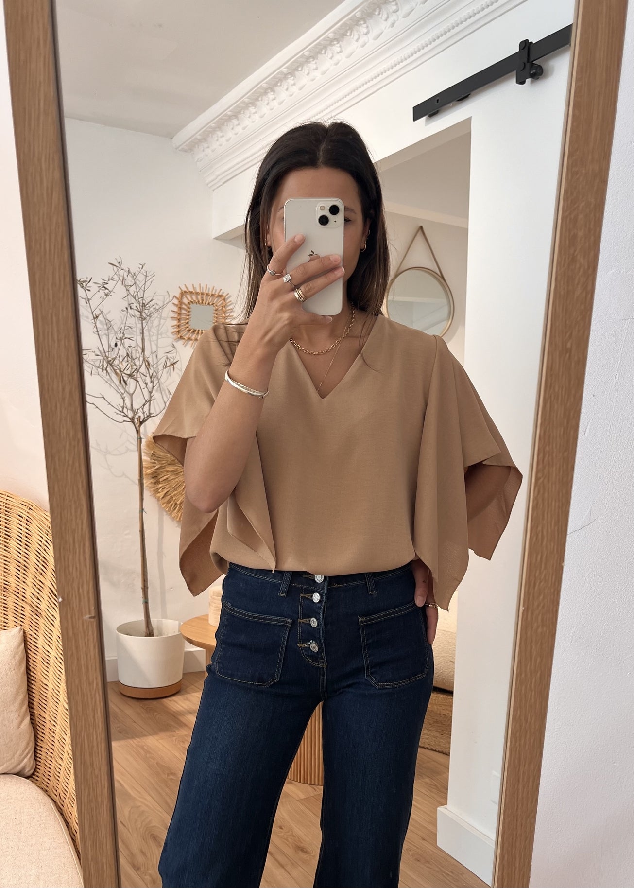 Blouse manches courtes tina TAUPE