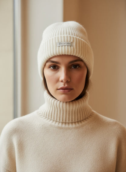 Bonnet mohair &amp; laine Raphaëlle IVOIRE