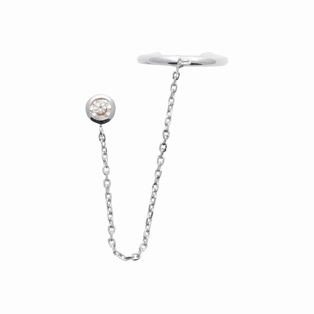 Boucle argent rhodié &amp; brillants 