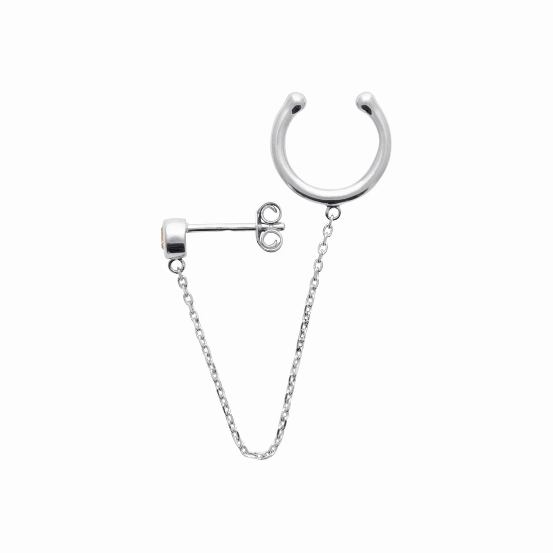 Boucle argent rhodié &amp; brillants 