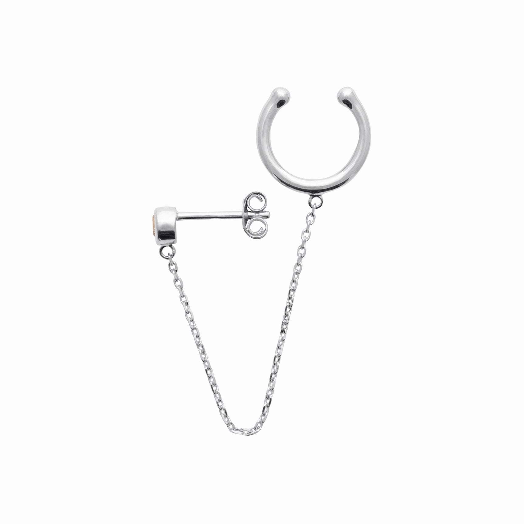 Boucle argent rhodié & brillants 