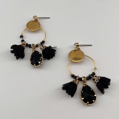 Boucles acier doré Bali petit modèle NOIR