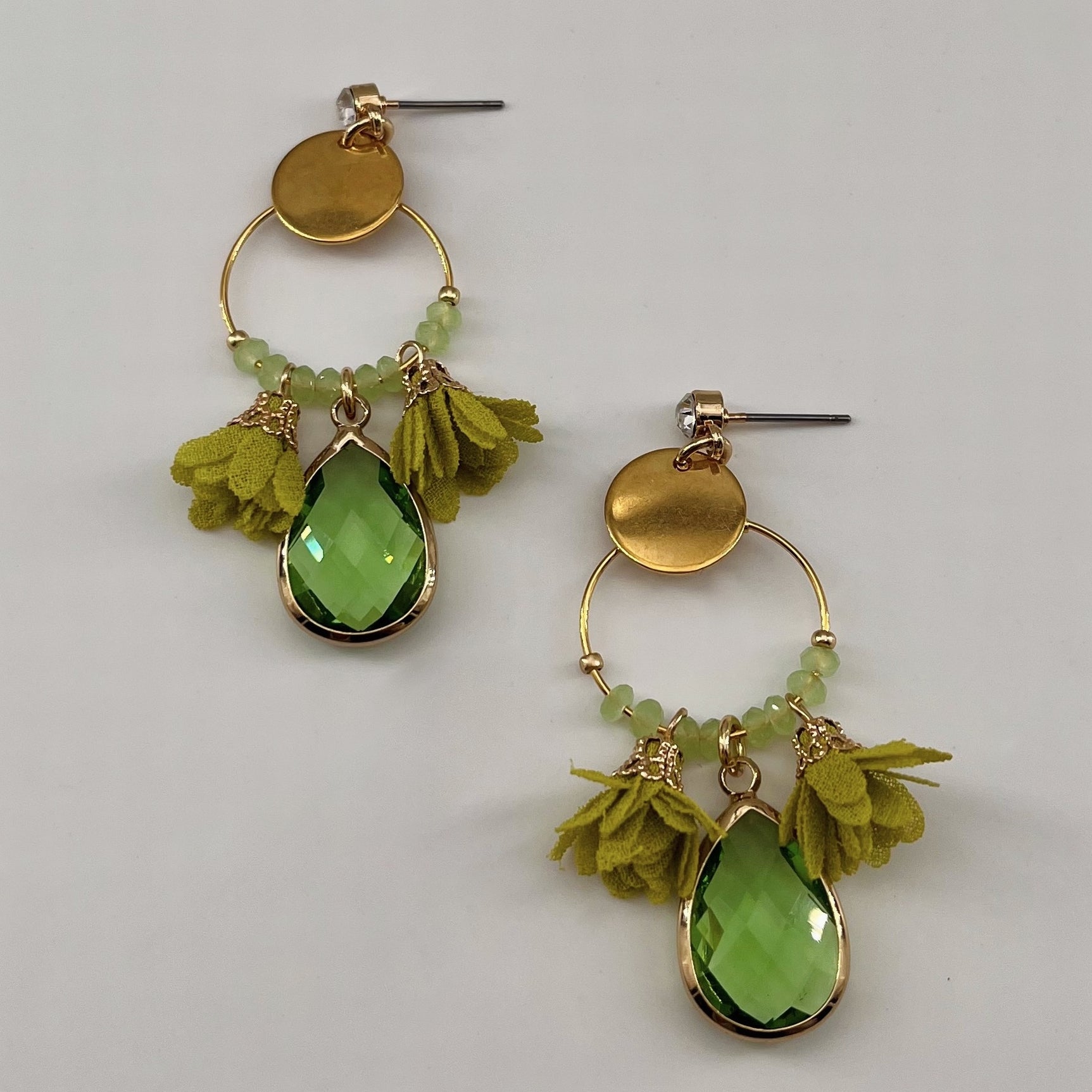 Boucles acier doré Bali petit modèle VERT