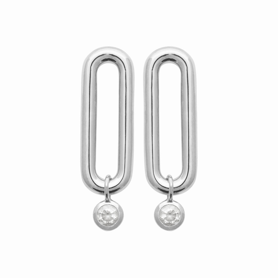 Boucles argent rhodié &amp; maille trombonne &amp; brillant 