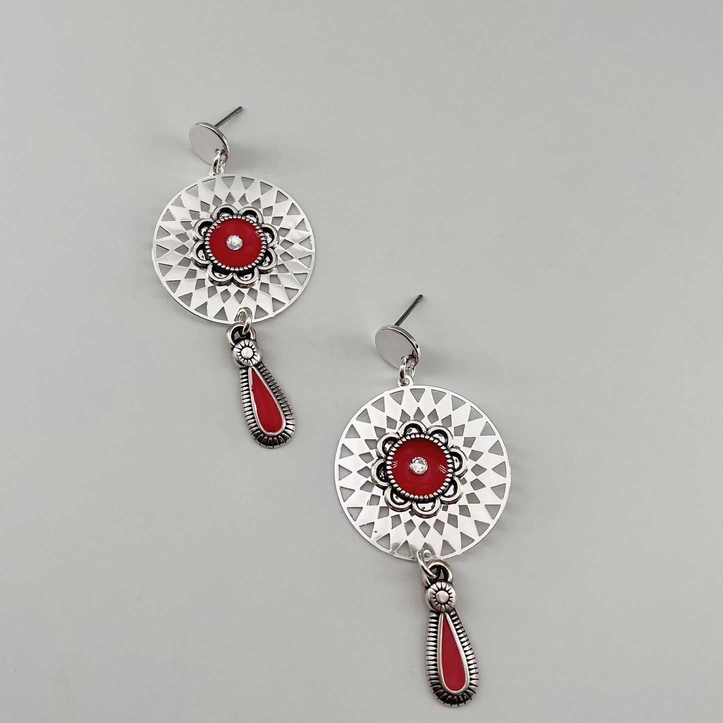 Boucles argentées émail Lisbonne FRAMBOISE