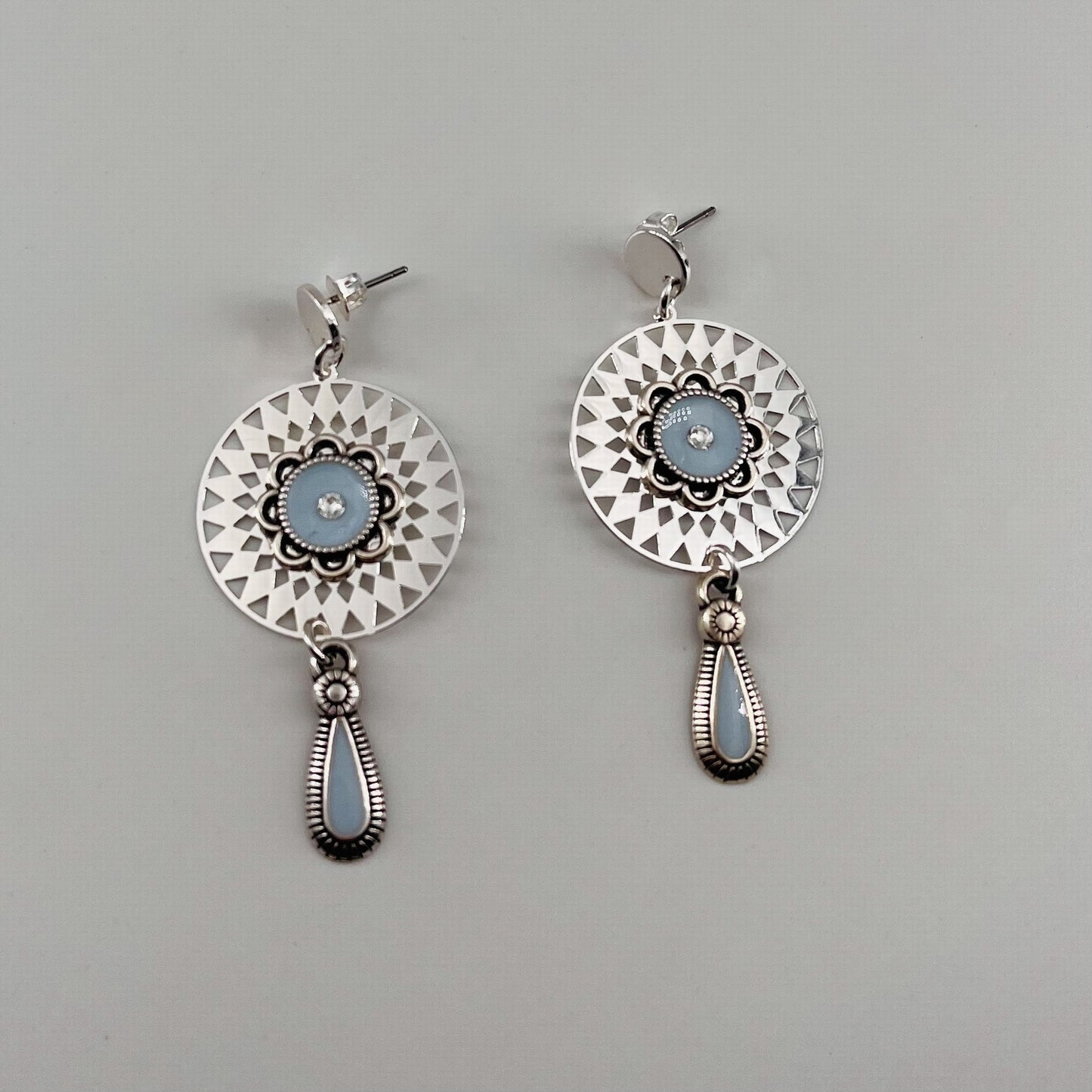 Boucles argentées émail Lisbonne NOIR