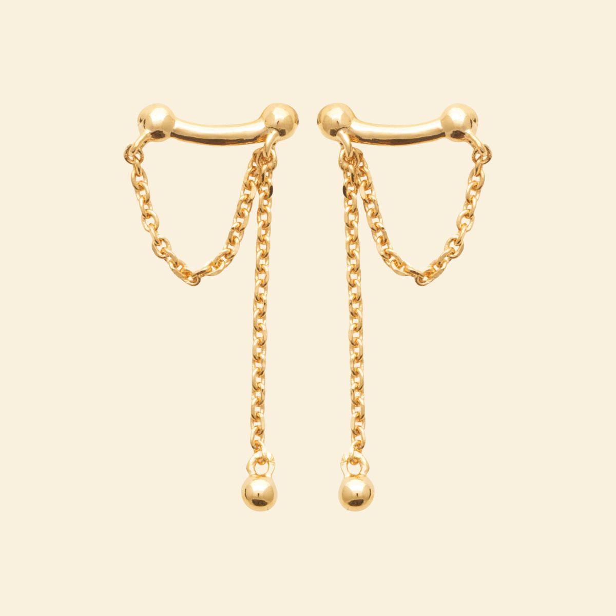Boucles chaîne double - plaqué or 3 microns 